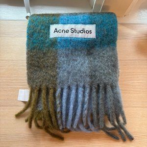 Acne Studios Green & Blue Mohair Plaid Scarf